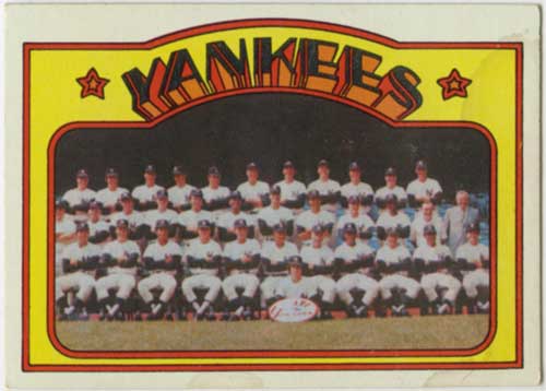 1972 Topps New York Yankees Team Card