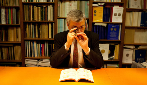 Michel Prieur in library