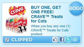 Crave Treats For Cats Product. Coupon