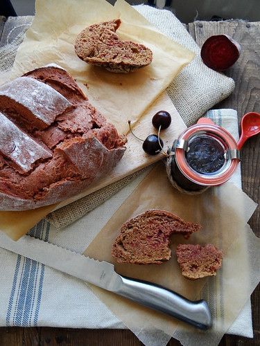 tahini beetroot black bread // black cherry jam