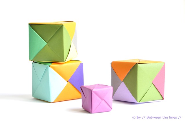 Origami paper cubes