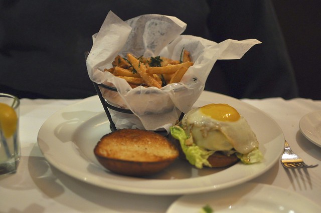 Wagyu beef burger with truffle fries