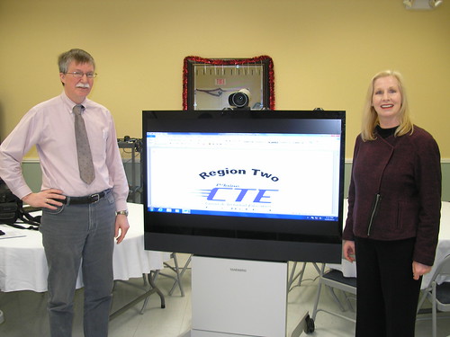 School of Applied Technology Director Michael Howard and USDA Rural Development State Director Virginia Manuel stand next to the distance learning technology that will expand adult learning opportunities thanks to $1.48 million in Distance Learning and Telemedicine Grant funds