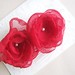 .red organza flower clip