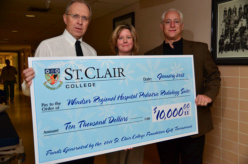 from left: Dr. Gregory Mitton, Frank Moceri President of the St. Clair College Foundation Board, Christy Gatto Executive Director of the St. Clair College Foundation 
