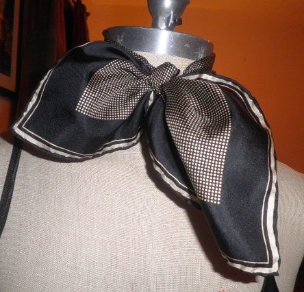 Vintage Scarf 1980s by Ashear Small Square Black and White Silk Scarf Made in Italy by Brick City Vintage