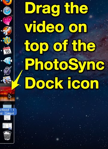 Drag onto PhotoSync Dock Icon