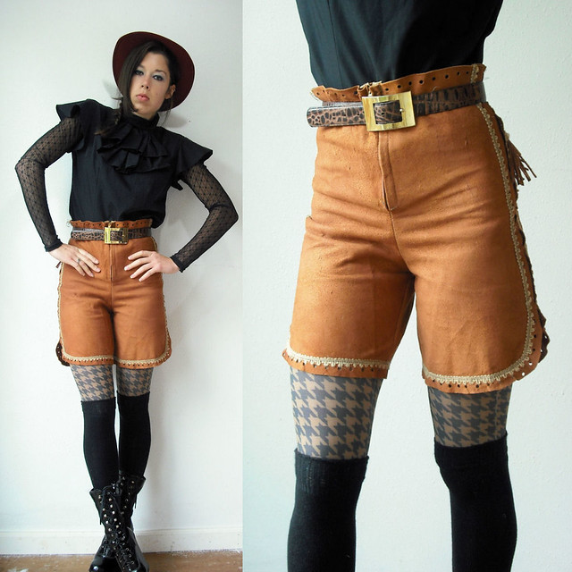 leather suede fringe shorts