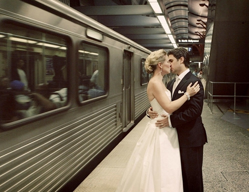 Wedding Day Subway Kiss