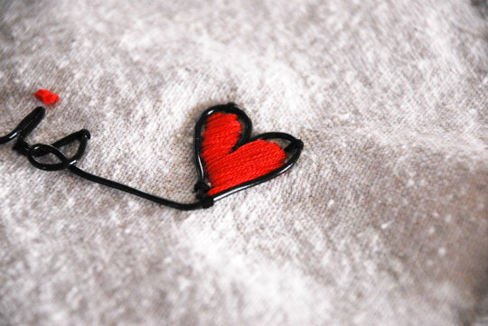 step 6 - fill in heart with satin stitch
