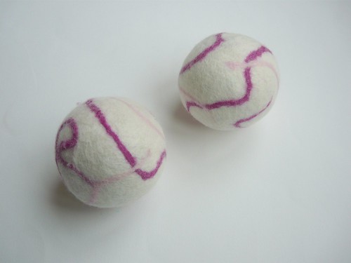 In the pink wool dryer balls