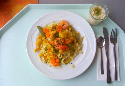 Shrimps Currynudeln & Scampi