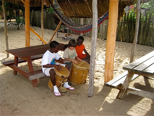 tribal drumming lessons with belize local boys 