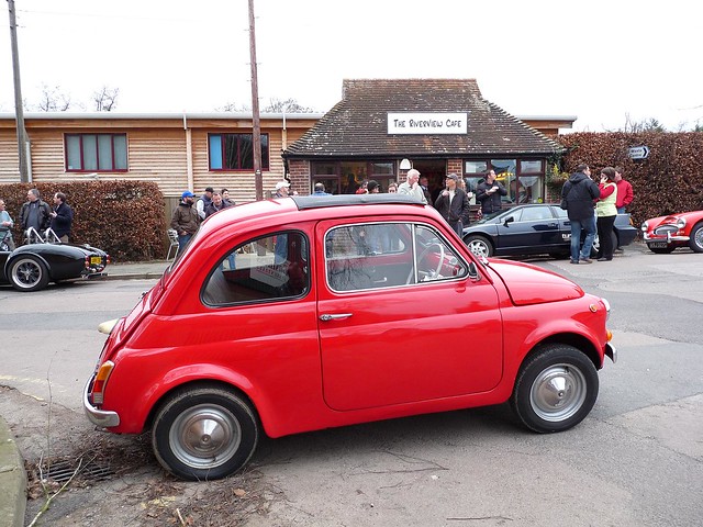 Fiat 500 1970 Riverview Cafe car meet January 2012 Forest Row East Sussex 