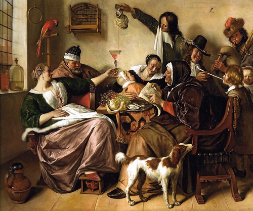 Jan Steen - Joyful Company, Painter's Family, 1657 at Mauritshuis, The Hague, Netherlands