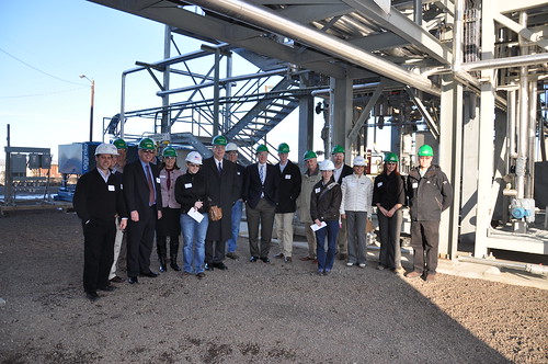 Under Secretary Dallas Tonsager (10th from right) tours a biorefinery site in Boardman, Oregon.  With USDA support, a new facility is planned that will turn softwood and agriculture waste into cellulosic ethanol.