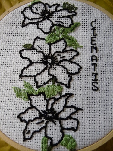 Clematis embroidery by EnglishGirlAbroad