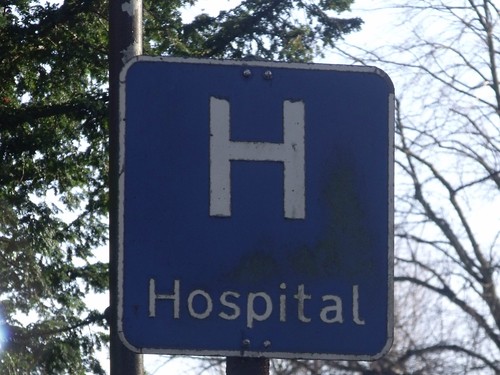 Selly Oak Hospital - Raddlebarn Road - sign - H Hospital