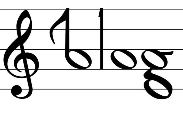 The word blog as notes on musical notation symbols for your music blog 