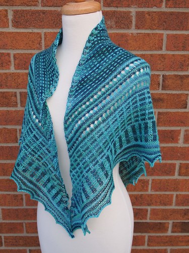 test knit Coastala Waters shawl
