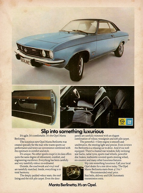 Opel Manta A Berlinetta Advert 1973