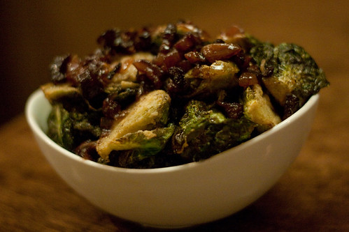 Crispy Brussels Sprouts with Black Pepper Bacon Jam at Root 174