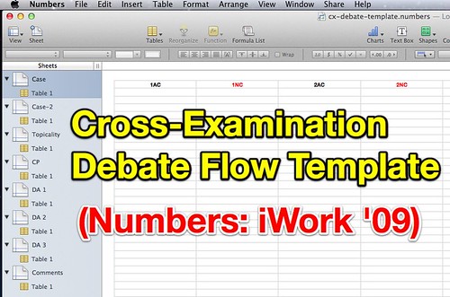 CX Debate Flow Template for Numbers in iWork '09