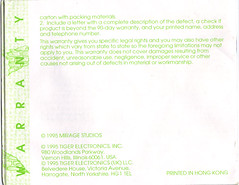 TIGER ELECTRONICS :: "TEENAGE MUTANT NINJA TURTLES: DIMENSION-X ASSAULT" 'TALKING' ELECTRONIC LCD GAME ..INSTRUCTION MANUAL  pg. 16 (( 1995 ))