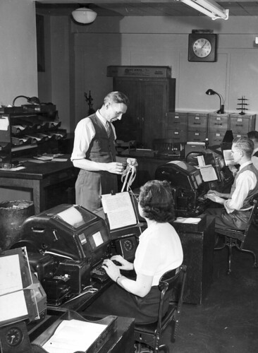 The Market News Room at U.S. Department of Agriculture (USDA) in February 1947. USDA Market News reporters have provided almost a century of insight for farmers and commodity trading.