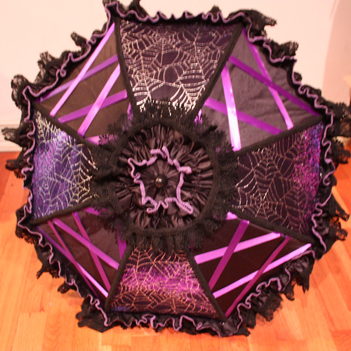 Laced Purple Spiderweb Parasol with Purple trim