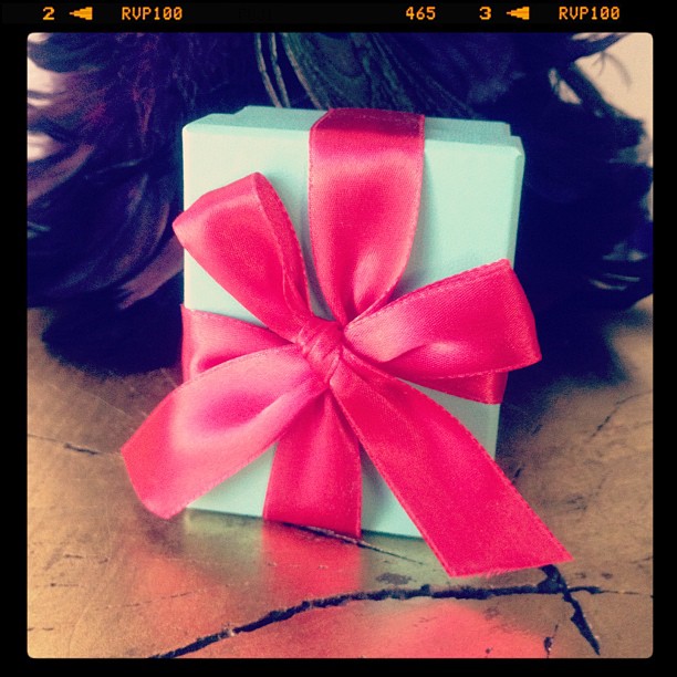 Tiffany box w/ a ted bow from the husband. The first photo I took with my now iPhone this morning.