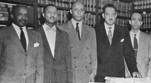 The lawyers for the NAACP Legal Defense and Educational Fund Inc. From left, Louis L. Redding, Robert L. Carter, Oliver W. Hill, Thurgood Marshall and Spottswood W. Robinson III. by Pan-African News Wire File Photos