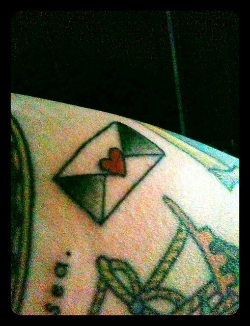 trad love letter tattoo