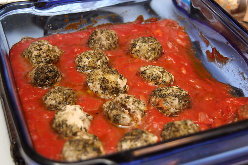 Turkey Pesto Meatballs and Tomato sauce