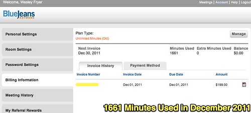 1661 Minutes Used in December 2011