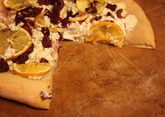meyer lemon and goat cheese pizza