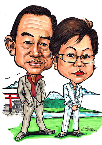 Couple caricatures @ Mount Fuji