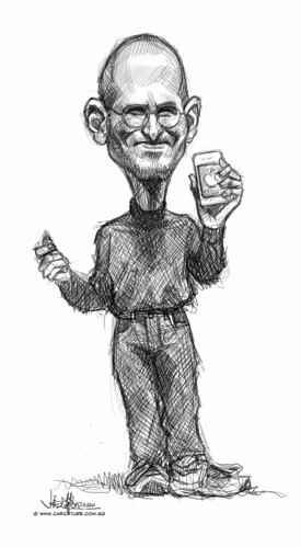 digital caricature sketch of Steve Jobs