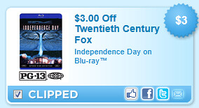 Independence Day On Blu-ray Coupon