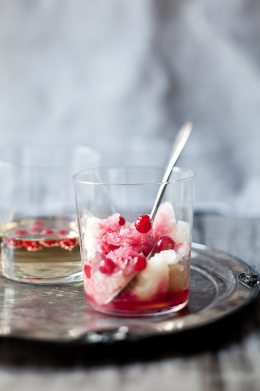 Champagne Sorbet With Red Currant Syrup