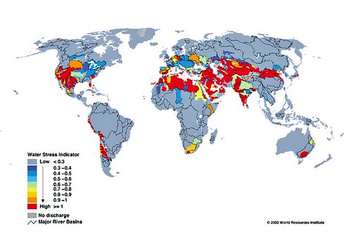 areas of water stress worldwide (by: World Reources Institute vis 8020 Vision)