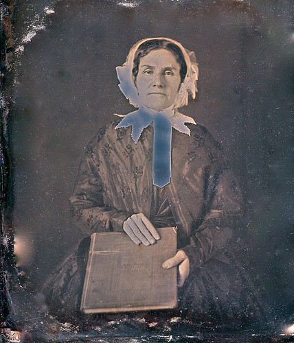 Woman With Large Book, Partly Solarized A. Gaudin 1/6th-Plate Daguerreotype, Circa 1850 by lisby1