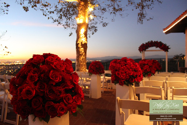 Low Floral Arrangements Used for Wedding Ceremony