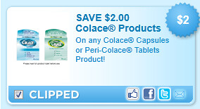 Colace Capsules Or Peri-colace Tablets Product! Coupon