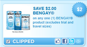 Bengay Product (excludes Trial And Travel Sizes) Coupon