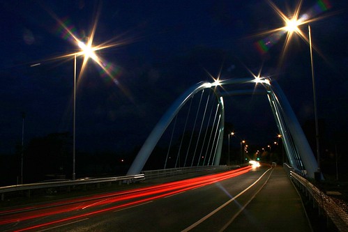 Light Trails On The New Blue "Bailey" Bridge by velton