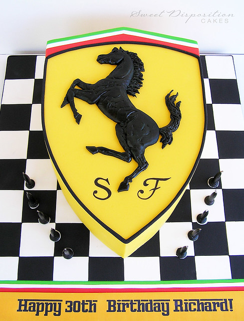 Ferrari emblem cake Hazelnut chocolate mud the horse is a 2D cutout