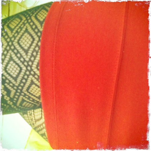 Blue tights...red skirt..