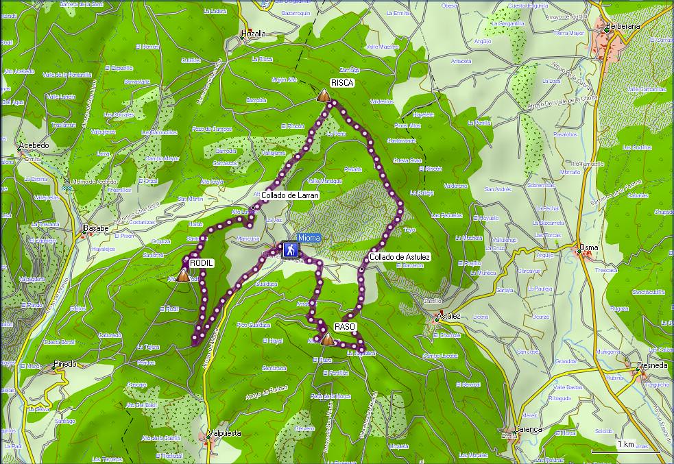 Mapa 2011_11_26 Raso Risca y Alto del Rodil desde Mioma y Valpuesta (Las Tres R's)