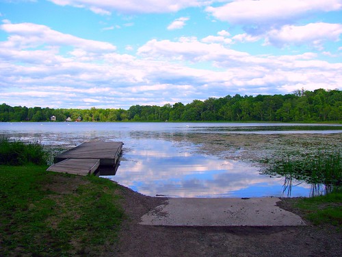 Little pier and boat launching ramp on Little Swartswood Lake, New Jersey by Bogdan Migulski